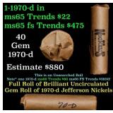 BU Shotgun Jefferson 5c roll, 1970-d 40 pcs Bank $