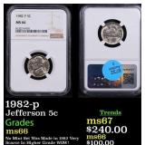 NGC 1982-p Jefferson Nickel 5c Graded ms66 By NGC