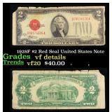 1928F $2 Red Seal United States Note Grades vf det