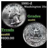 1991-d Washington Quarter 25c Grades GEM+ Unc