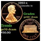 1992-s Proof Lincoln Cent 1c Grades GEM++ Proof De