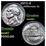 1972-d Jefferson Nickel 5c Grades GEM++ Unc