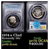 1974-s Clad Proof Kennedy Half Dollar 50c pr69 dca