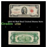 1953 $2 Red Seal United States Note Grades vf++