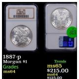 NGC 1887-p Morgan Dollar 1 Graded ms64 By NGC