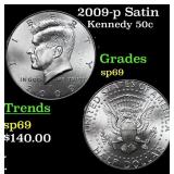 2009-p Satin Kennedy Half Dollar 50c Graded sp69 B