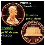 2003-s Proof Lincoln Cent 1c Grades GEM++ Proof De