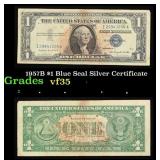1957B $1 Blue Seal Silver Certificate Grades vf++