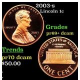 2003-s Proof Lincoln Cent 1c Grades GEM++ Proof De