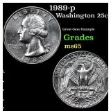 1989-p Washington Quarter 25c Grades GEM Unc