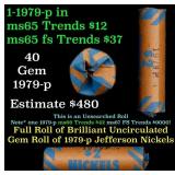 BU Shotgun Jefferson 5c roll, 1979-p 40 pcs Bank $