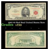 1963 $5 Red Seal United States Note Grades vf++