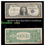 1957B $1 Blue Seal Silver Certificate Grades vf+