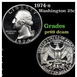 1974-s Proof Washington Quarter 25c Grades GEM++ P