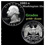 1981-s Proof Washington Quarter 25c Grades GEM++ P