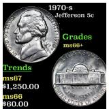 1970-s Jefferson Nickel 5c Grades GEM++ Unc