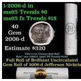 BU Shotgun Jefferson 5c roll, 2006-d 40 pcs Bank $