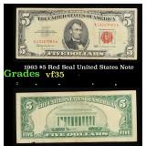 1963 $5 Red Seal United States Note Grades vf++