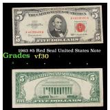 1963 $5 Red Seal United States Note Grades vf++