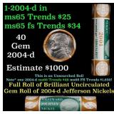 BU Shotgun Jefferson 5c roll, 2004-d Peace 40 pcs