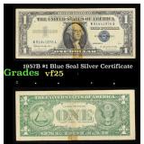 1957B $1 Blue Seal Silver Certificate Grades vf+