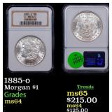 NGC 1885-o Morgan Dollar 1 Graded ms64 By NGC