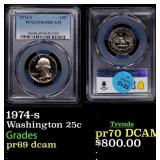 1974-s Proof Washington Quarter 25c pr69 dcam PCGS