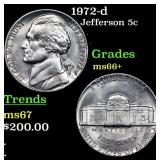1972-d Jefferson Nickel 5c Grades GEM++ Unc