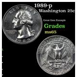 1989-p Washington Quarter 25c Grades GEM Unc