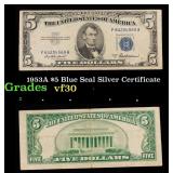1953A $5 Blue Seal Silver Certificate Grades vf++