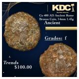 Ca 400 AD Ancient Rome Bronze Coin, 14mm 1.43g Anc