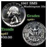 1967 SMS Washington Quarter 25c Grades sp66+