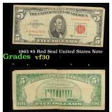 1963 $5 Red Seal United States Note Grades vf++