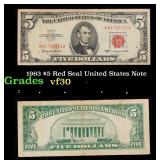 1963 $5 Red Seal United States Note Grades vf++