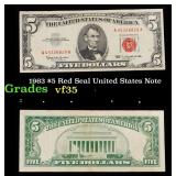 1963 $5 Red Seal United States Note Grades vf++