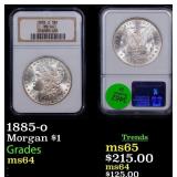 NGC 1885-o Morgan Dollar 1 Graded ms64 By NGC