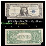 1957 $1 Blue Seal Silver Certificate Grades vf det
