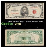 1963 $5 Red Seal United States Note Grades vf++