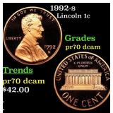 1992-s Proof Lincoln Cent 1c Grades GEM++ Proof De