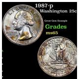 1987-p Washington Quarter 25c Grades GEM Unc