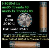 BU Shotgun Jefferson 5c roll, 2010-d 40 pcs Bank $
