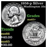 1958-p Washington Quarter Silver 25c Grades GEM+ U