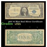 1957 $1 Blue Seal Silver Certificate Grades vf+