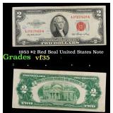 1953 $2 Red Seal United States Note Grades vf++