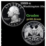 1989-s Proof Washington Quarter 25c Grades GEM++ P