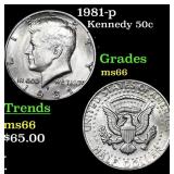 1981-p Kennedy Half Dollar 50c Grades GEM+ Unc