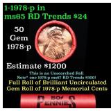 BU Shotgun Lincoln 1c roll, 1978-p 50 pcs Bank Wra