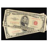 Group $5 Red Seal United States Note Grades vf Gra