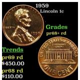 1959 Proof Lincoln Cent 1c Grades Gem++ Proof Red
