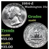 1984-d Washington Quarter 25c Grades GEM+ Unc